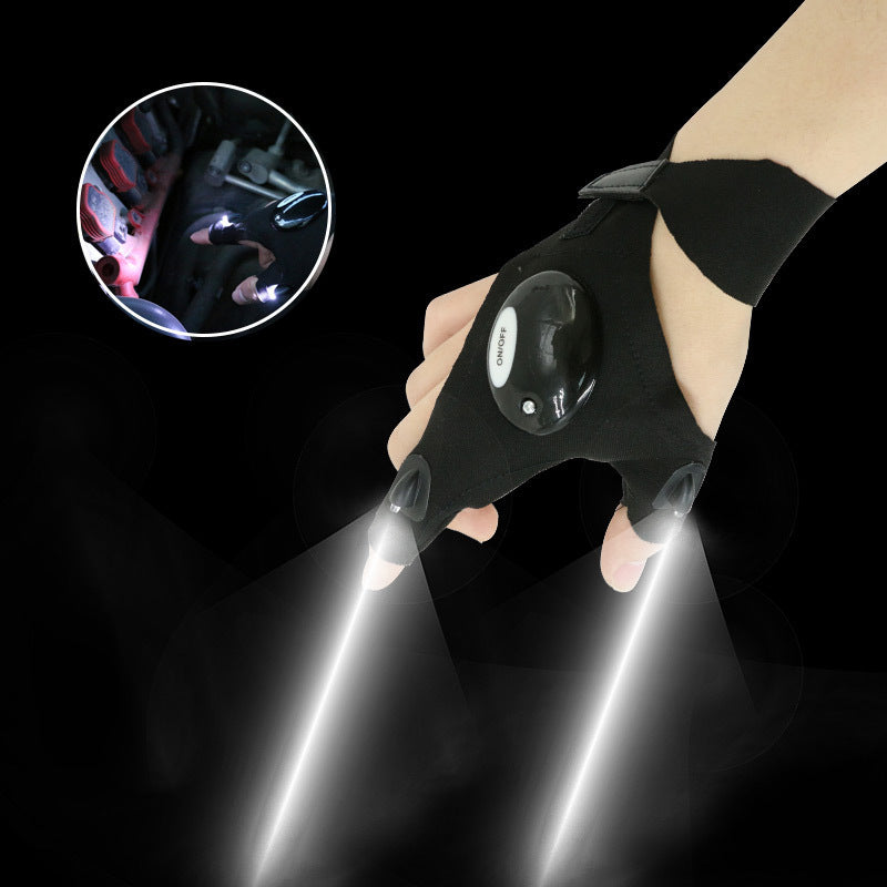 LED Outdoor Flashlight Fishing Half Finger Gloves Sports Lighting Fishing Gloves Lighted Gloves