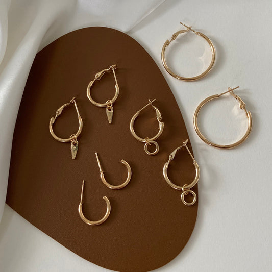 Metal Four-Piece Hoop Earrings