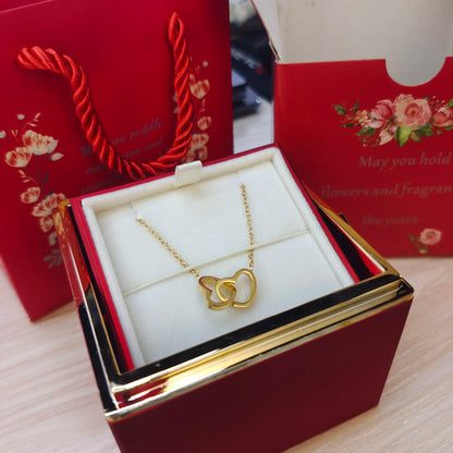 ETERNAL ROSE BOX - W/ENGRAVED NECKLACE & REALROSE Flower Gift Box Heart Customize Letter Necklace Valentine's Day Gift for Her