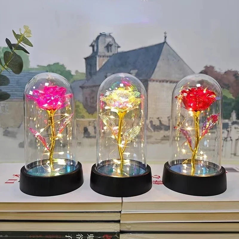 Rose Light Beautiful Realistic Looking Night Light Rose Eternal Flower Party Supplies LED Simulation Rose Flower Valentine's Day