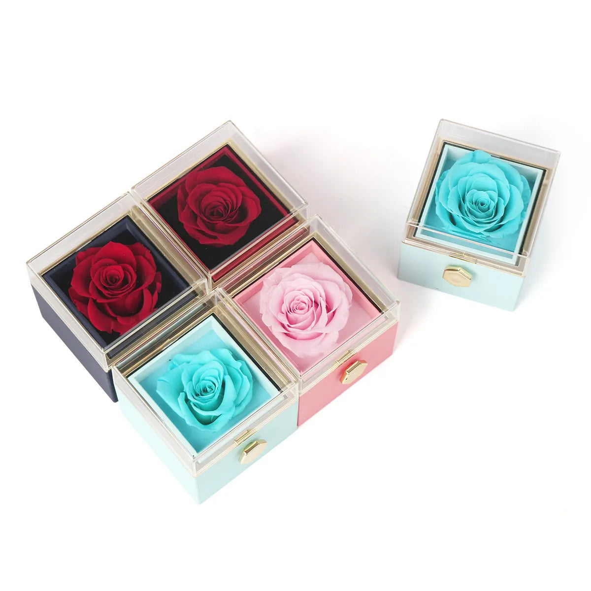 ETERNAL ROSE BOX - W/ENGRAVED NECKLACE & REALROSE Flower Gift Box Heart Customize Letter Necklace Valentine's Day Gift for Her