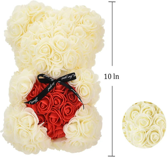 Valentines Day Gift 25cm Rose Teddy Bear From Flowers Bear With Flowers Rose Bear With Heart