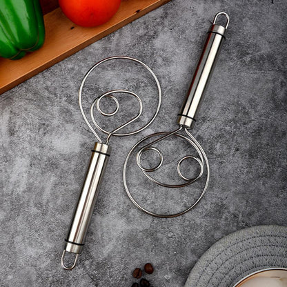 Stainless Steel Danish Flour Binocular Coil Mixer Manual Dough Mixer And Dough Tool Mixing Stick